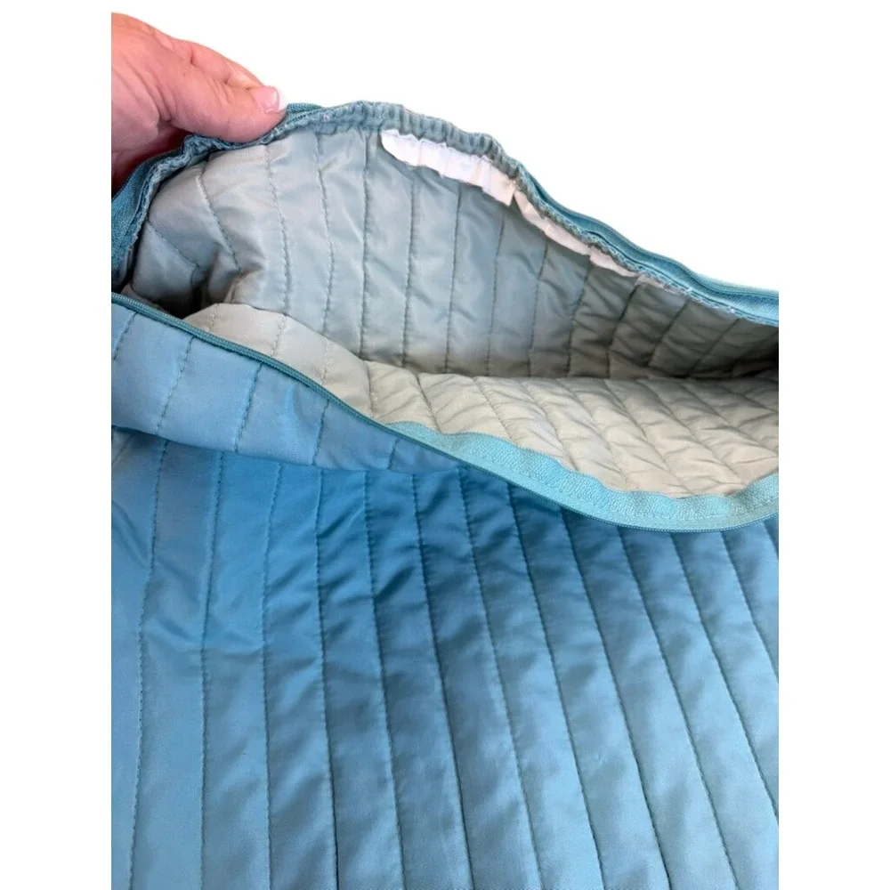 2 Pc‎ Set Blue Channel Quilted Lightweight Coverlet Reversible 106x94 & Sham